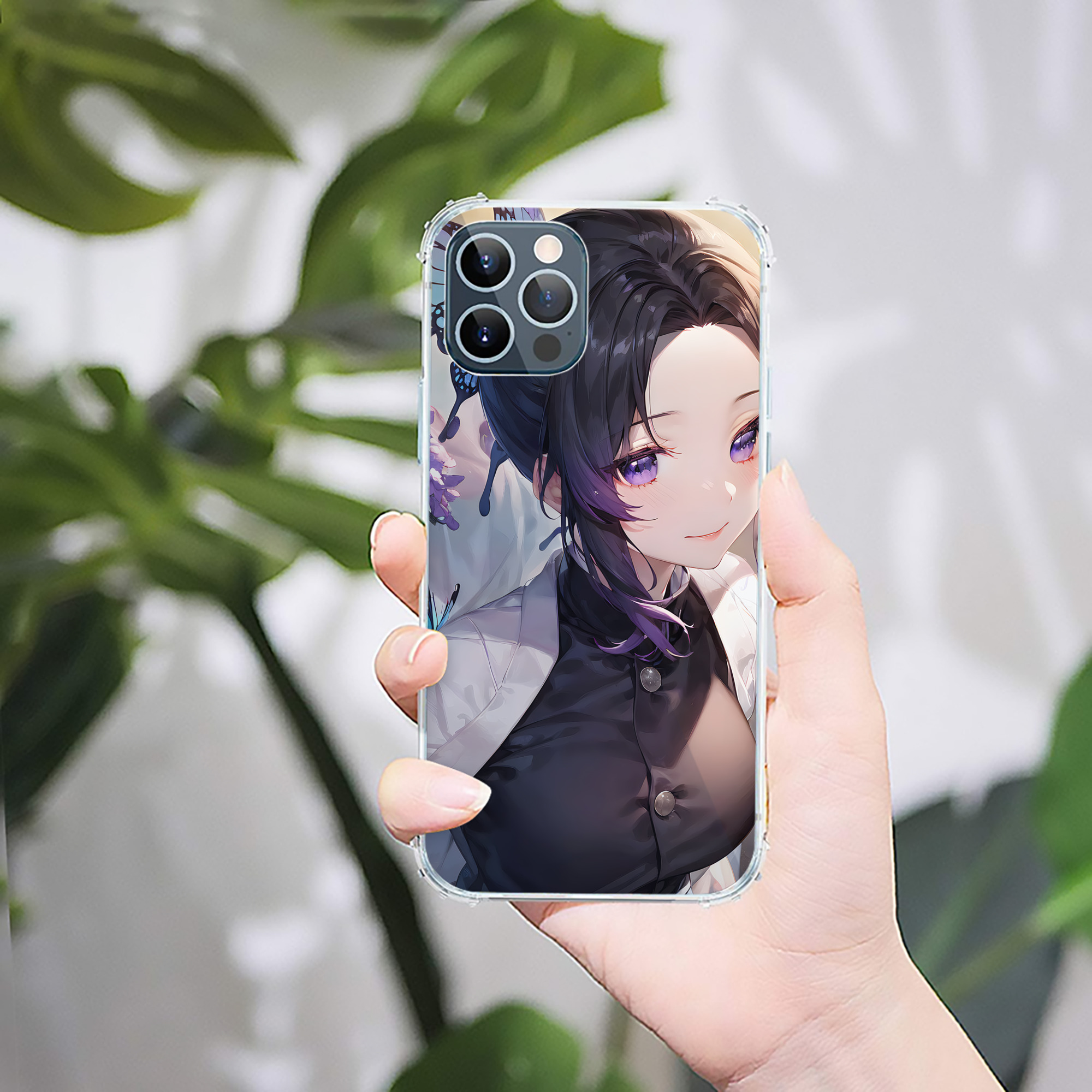 （画像用） 鬼滅の刃（きめつのやいば）蟲柱-胡蝶 しのぶ／こちょう しのぶ Kochou Shinobu 【iPhone 12シリーズ対応】透明スマホケース（クリアソフトケース）